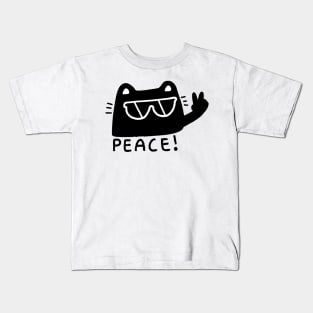 Cool peace cat with sunglasses Kids T-Shirt